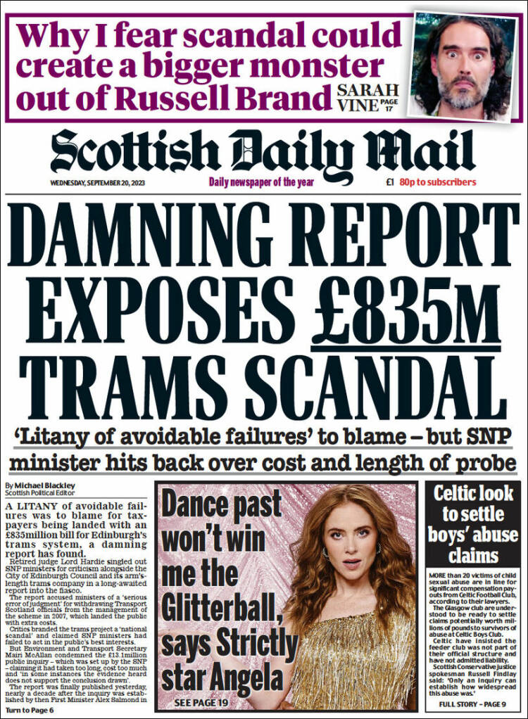 Portada de Scottish Daily Mail (Reino Unido)