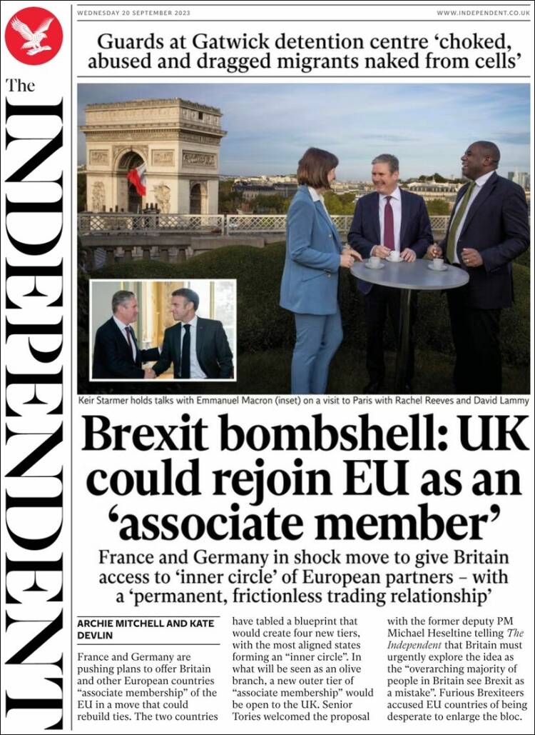Portada de The Independent (Reino Unido)