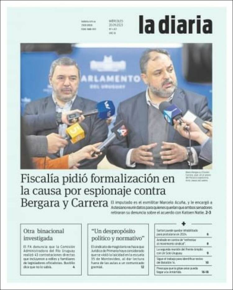 Portada de La Diaria (Uruguay)
