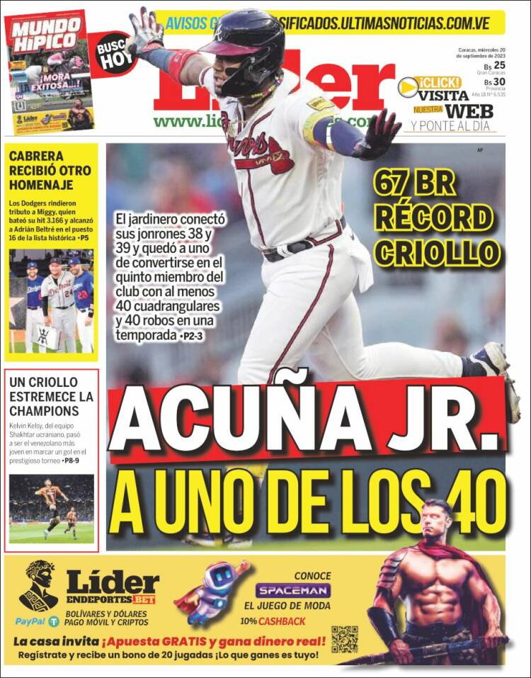 Portada de Lider en deportes (Venezuela)