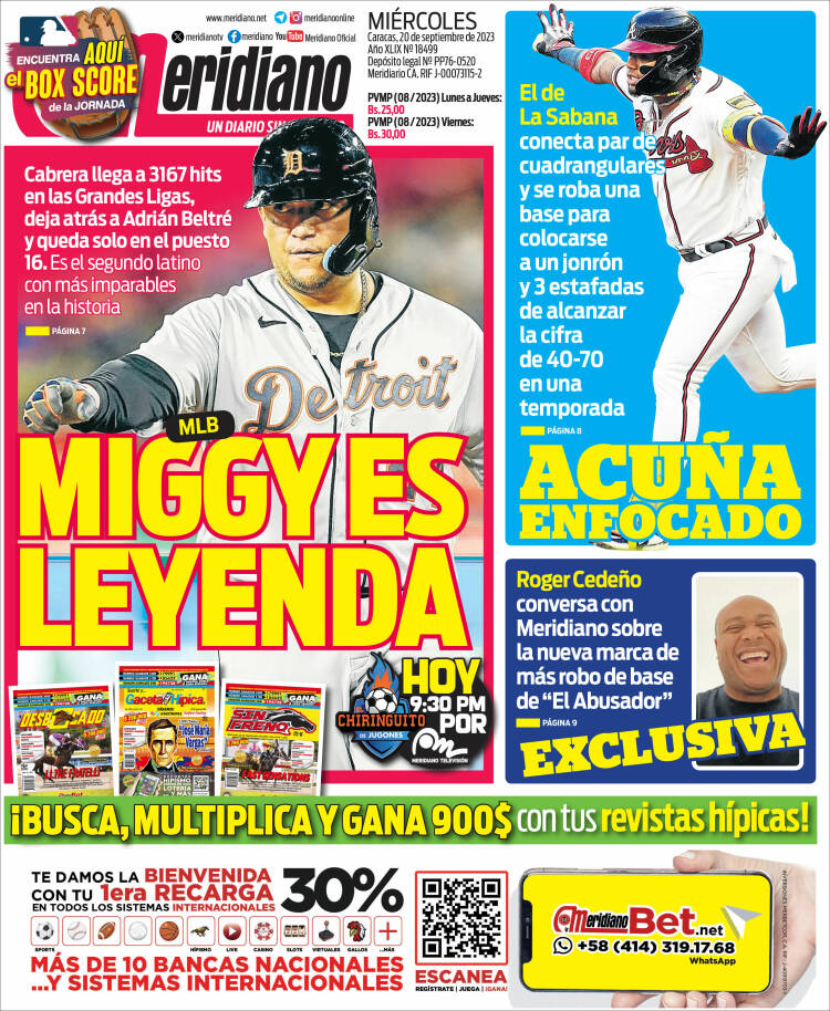 Portada de Meridiano (Venezuela)