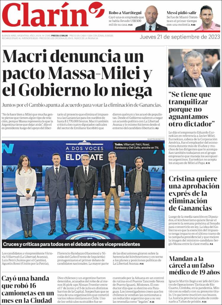 Portada de Clarín (Argentina)