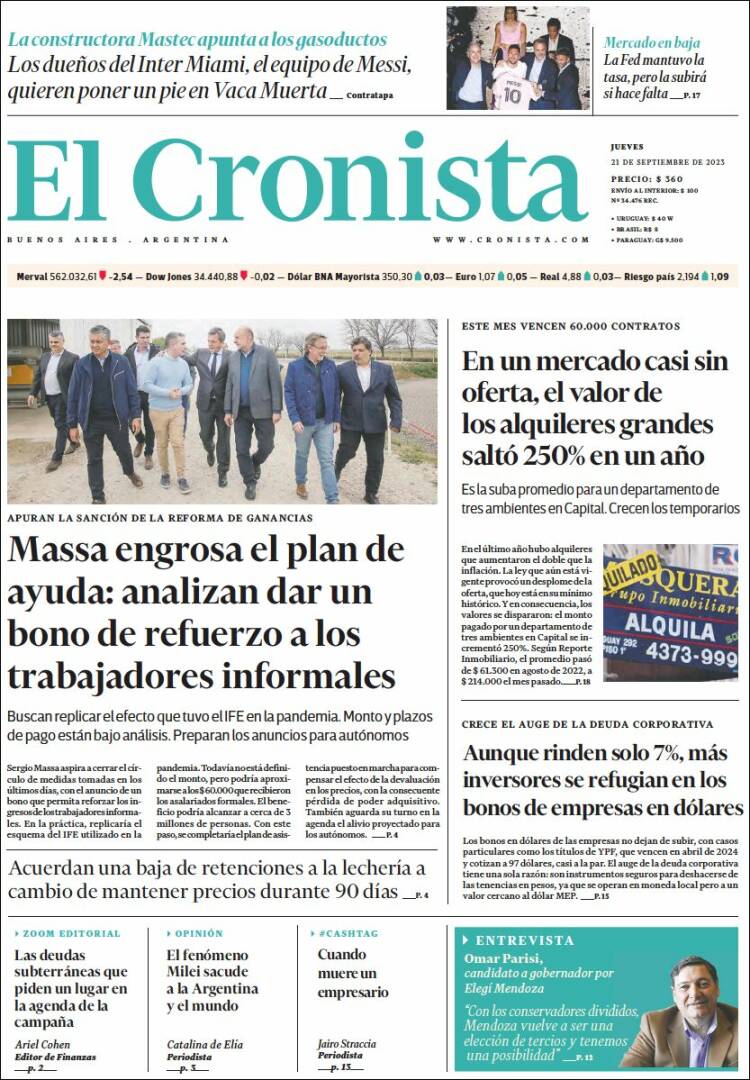 Portada de El Cronista Comercial (Argentina)