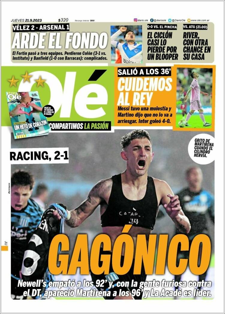 Portada de Olé (Argentina)