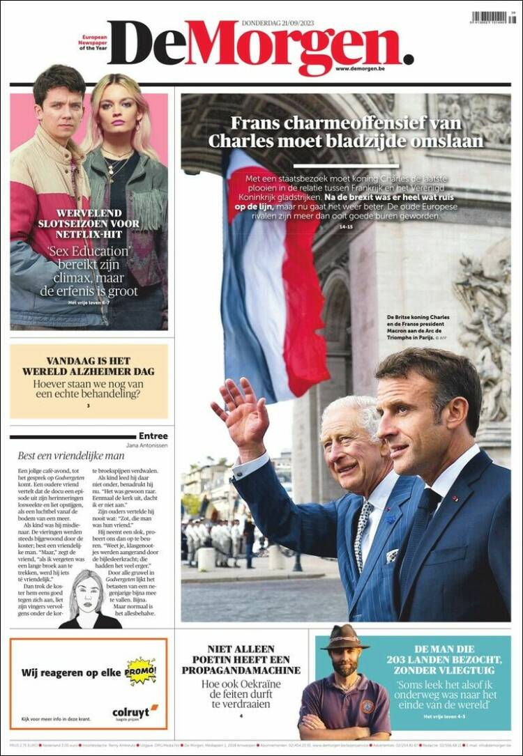Portada de De Morgen (B&eacute;lgica)