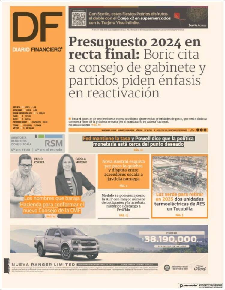 Portada de Diario Financiero (Chile)