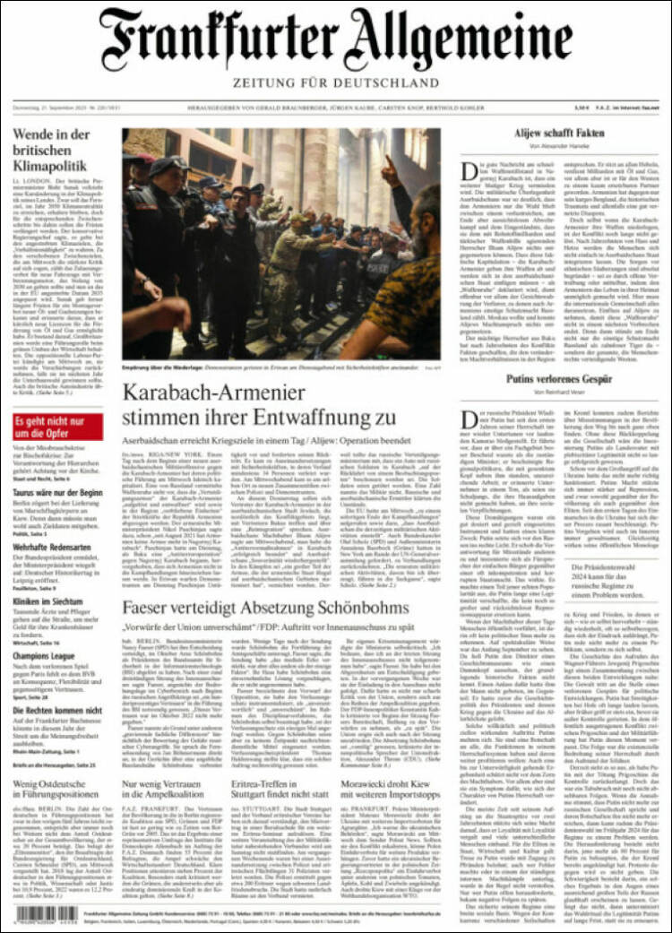Portada de Frankfurter Allgemeine (Alemania)