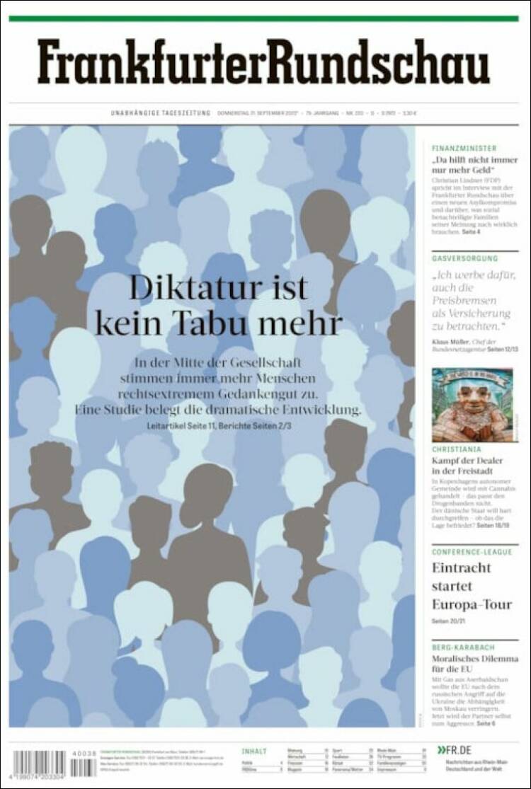 Portada de Frankfurter Rundschau (Alemania)