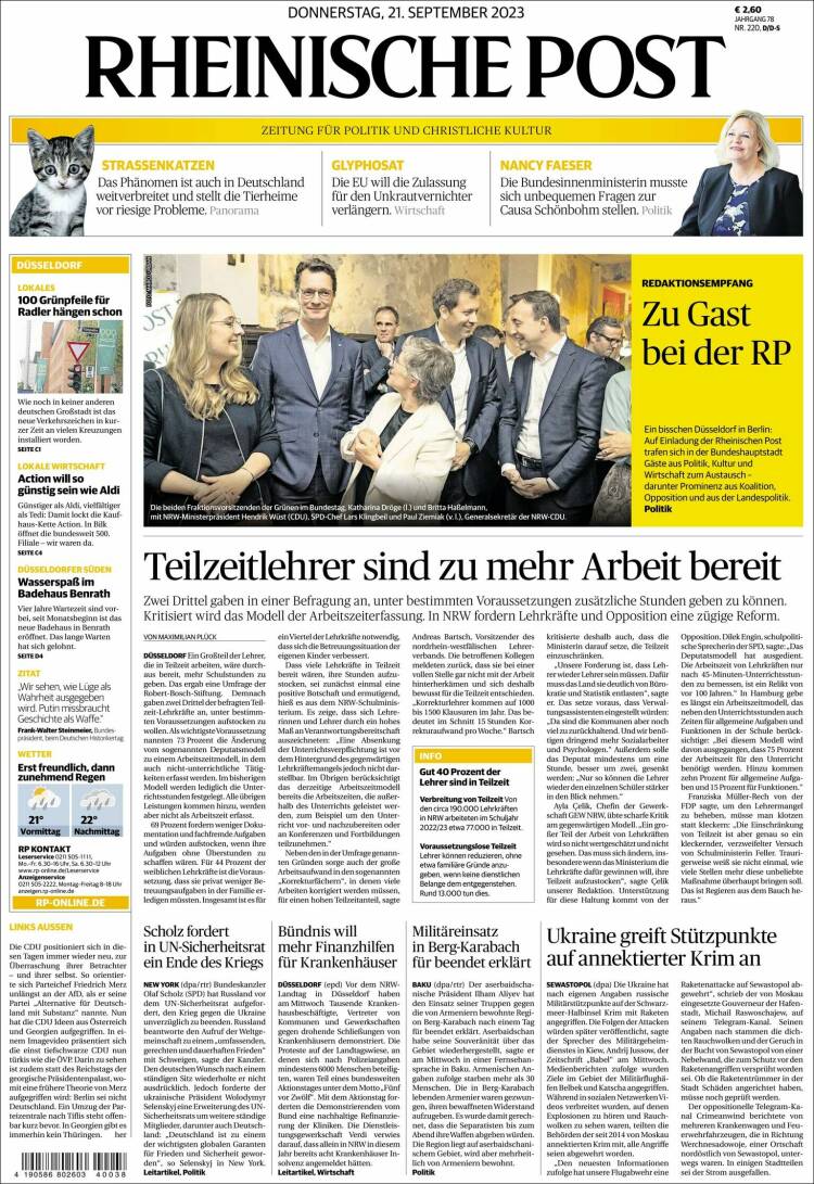 Portada de Rheinische Post (Alemania)