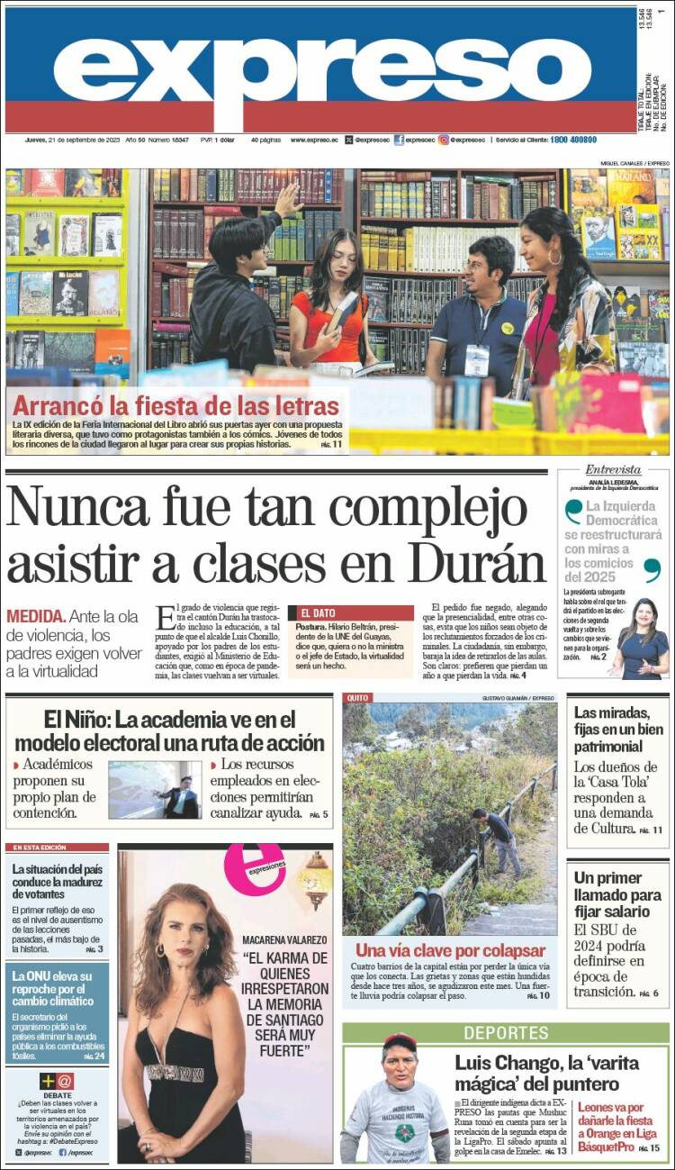 Portada de Expreso (Ecuador)