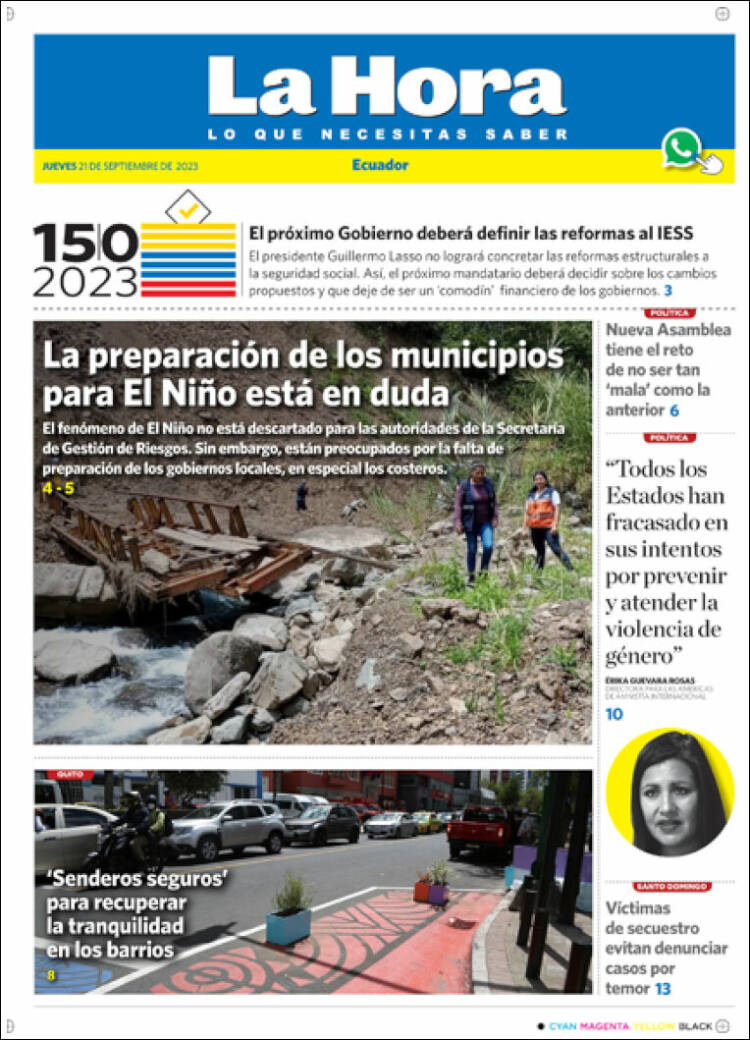 Portada de La Hora - Ecuador (Ecuador)