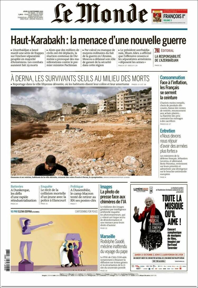 Portada de Le Monde (Francia)