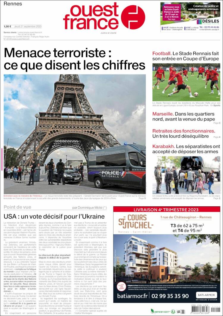 Portada de Ouest France (Francia)