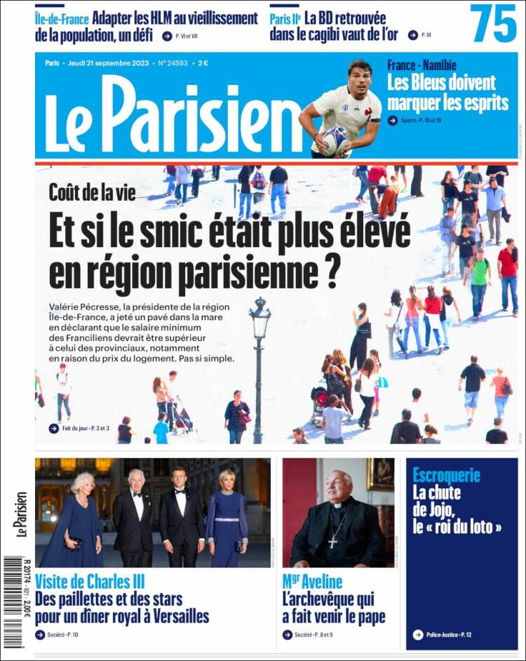 Portada de Le Parisien (Francia)