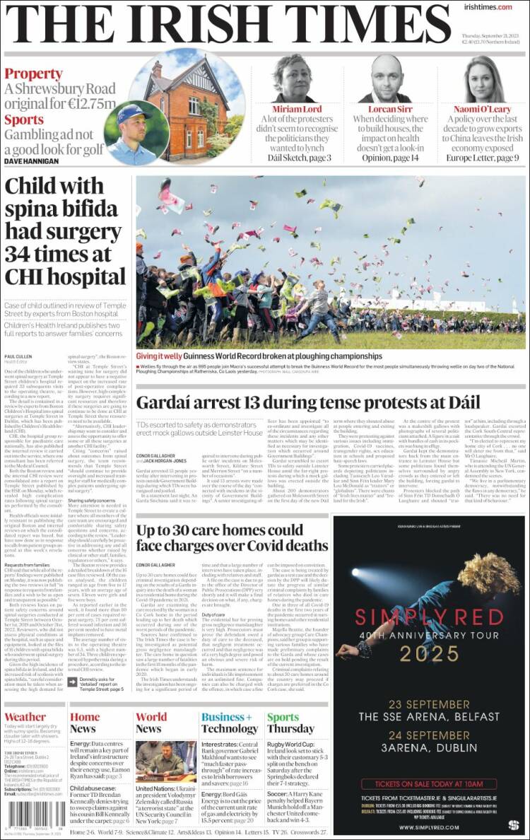Portada de Irish Times (Irlanda)