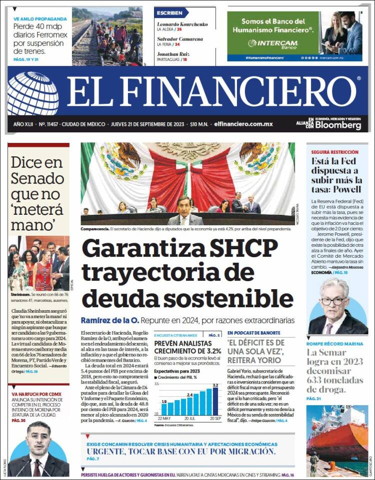 Portada de El Financiero (México)