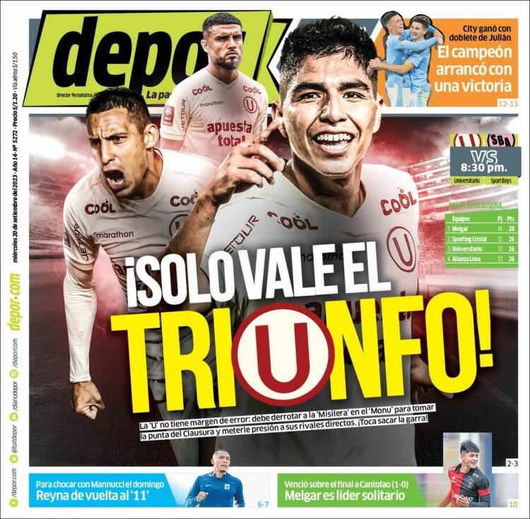 Portada de Depor (Perú)