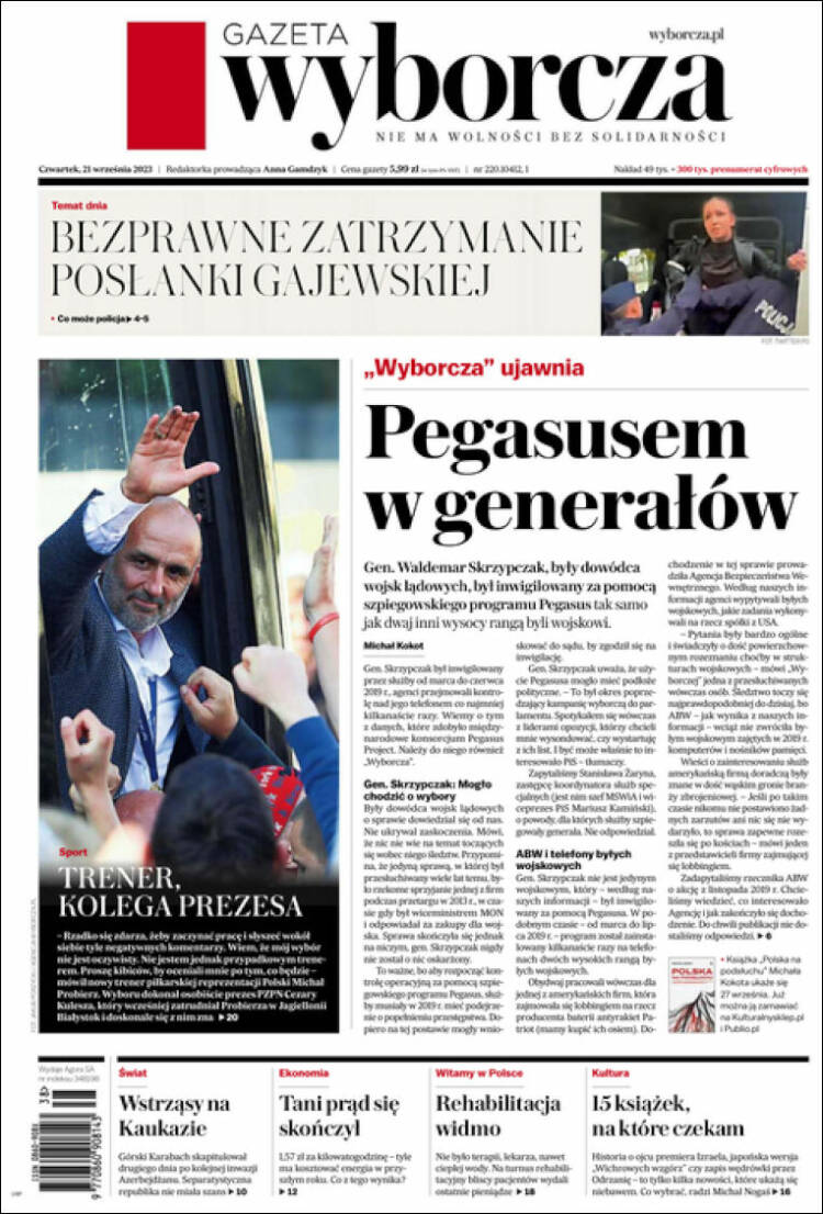 Portada de Gazeta Wyborcza (Polonia)