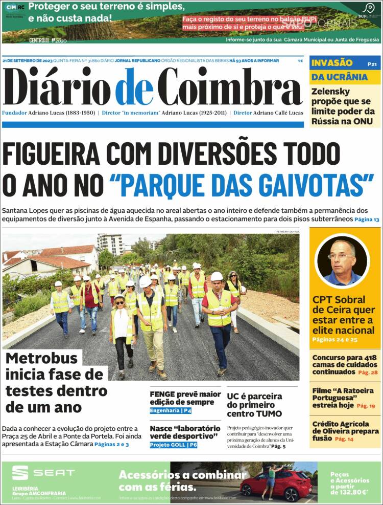 Portada de Diário de Coimbra (Portugal)