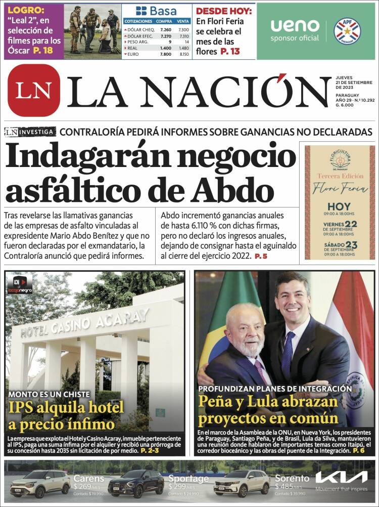 Portada de La Nación (Paraguay)