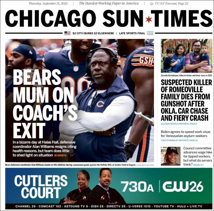 Portada de Chicago Sun-Times (USA)