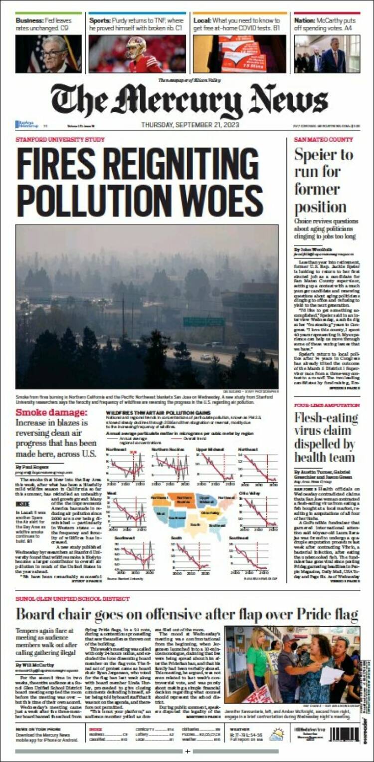 Portada de San Jose Mercury News (USA)