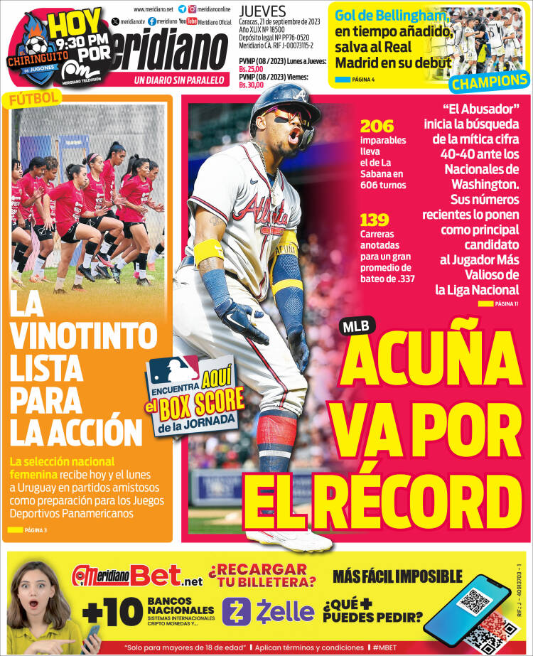 Portada de Meridiano (Venezuela)