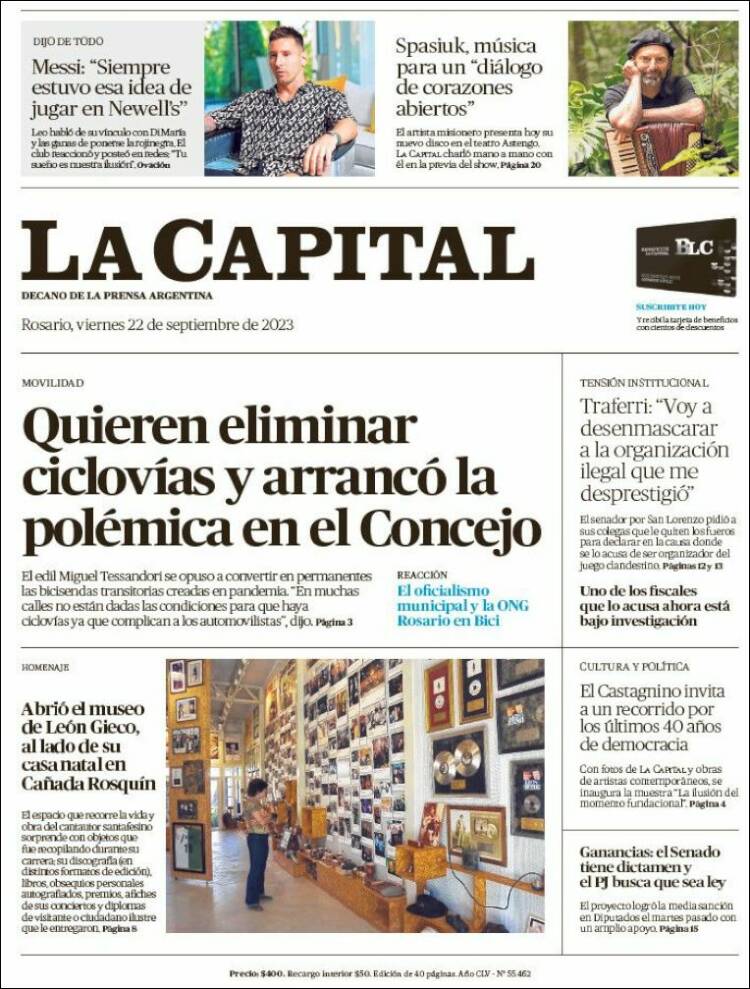 Portada de La Capital - Rosario (Argentina)