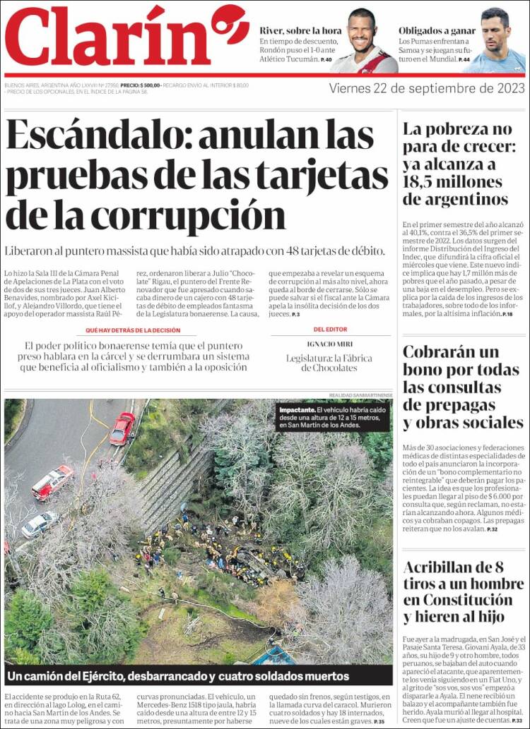 Portada de Clarín (Argentina)