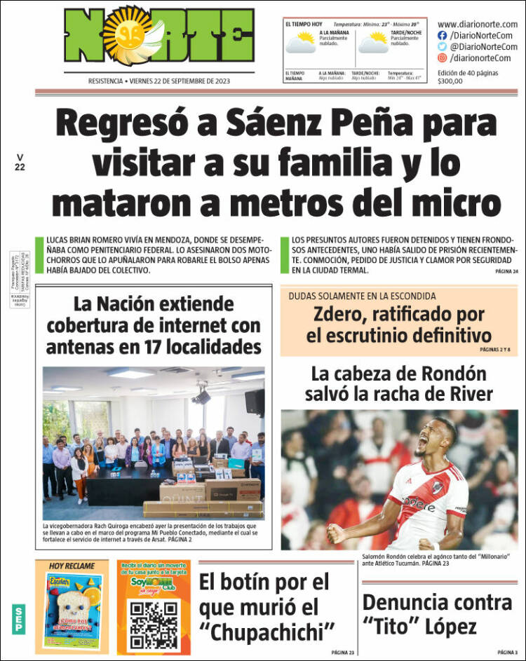 Portada de Diario Norte (Argentina)