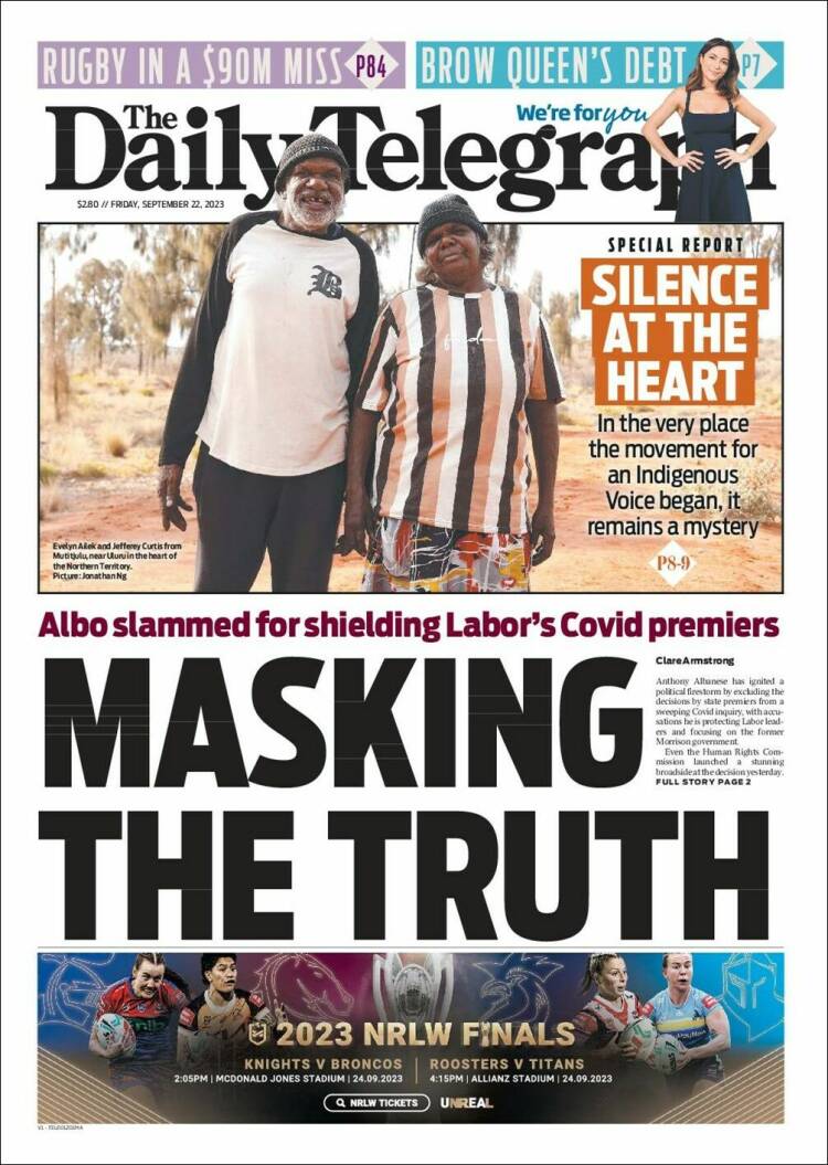 Portada de The Daily Telegraph (Australia)