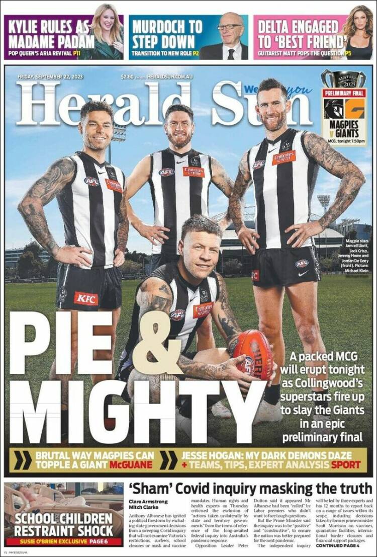 Portada de Herald Sun (Australia)