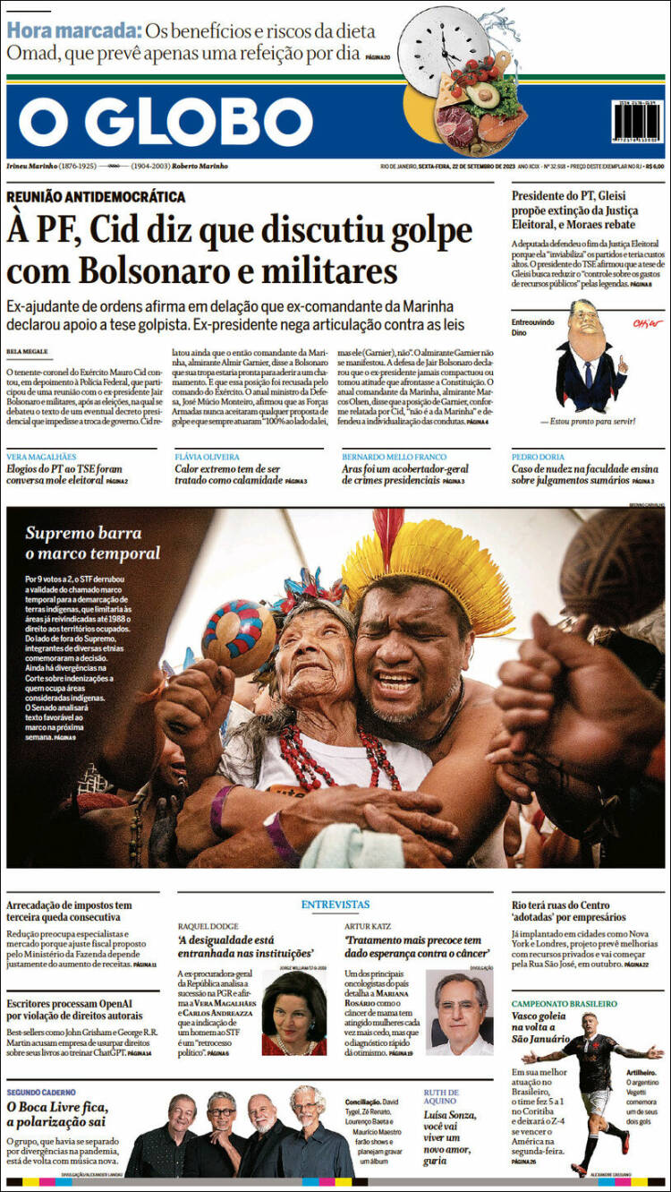 Portada de O Globo (Brasil)