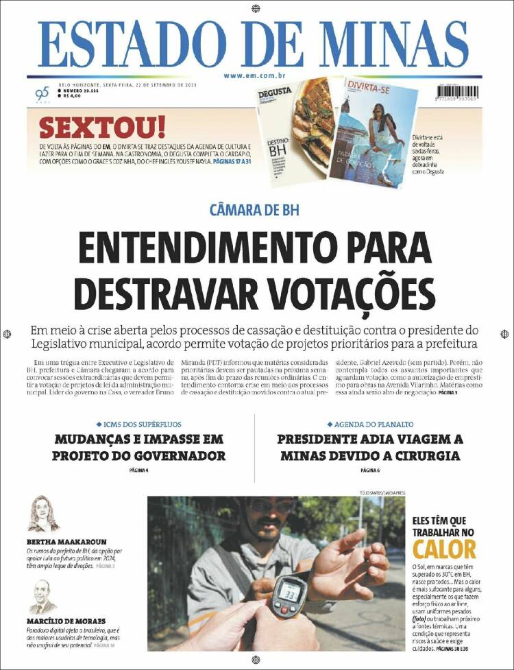 Portada de Jornal Estado de Minas (Brasil)