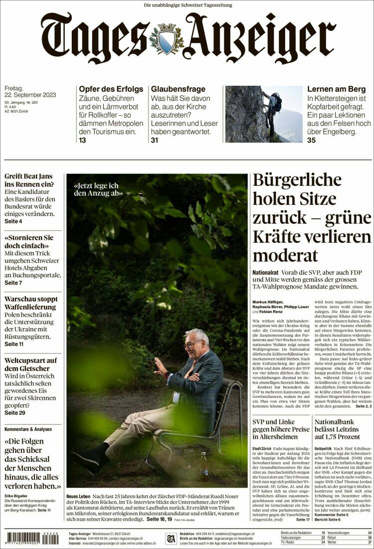 Portada de Tages-Anzeiger (Switzerland)