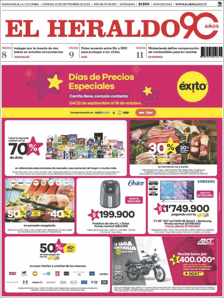 Portada de El Heraldo (Colombia)