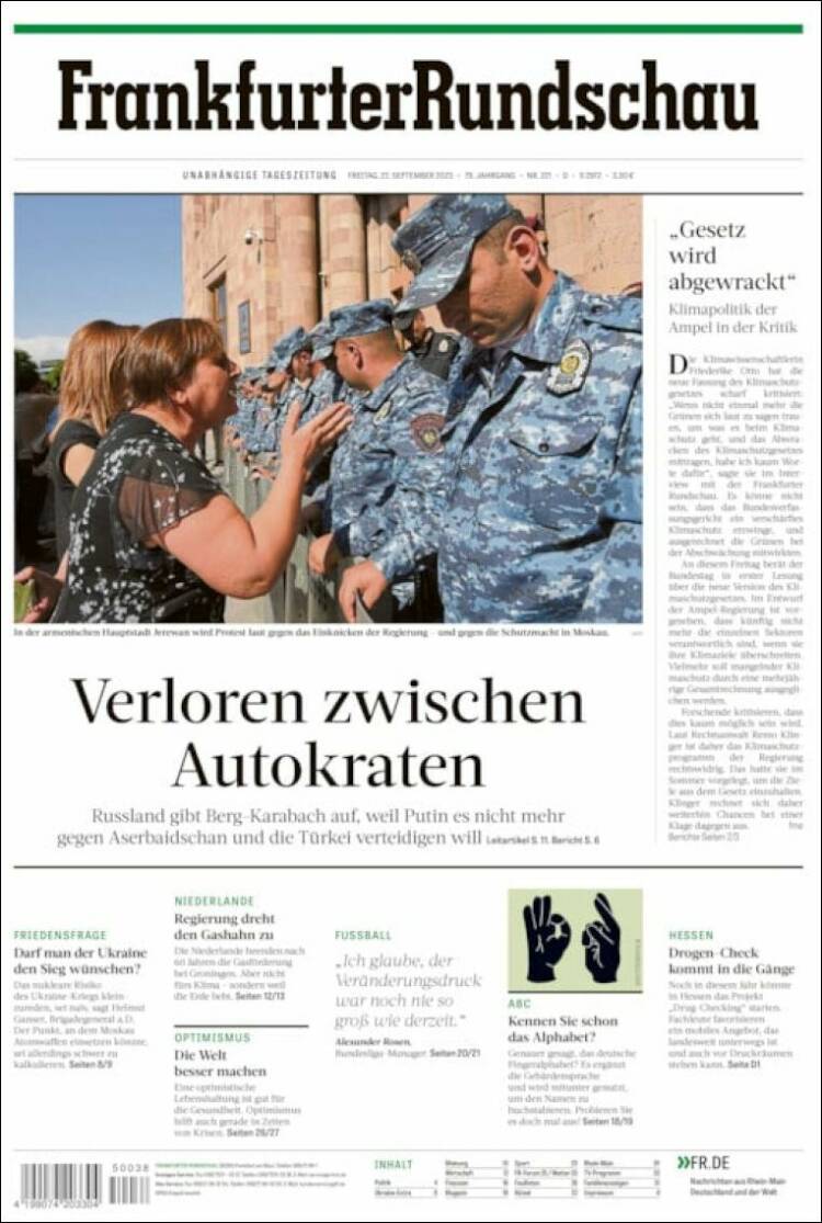 Portada de Frankfurter Rundschau (Germany)