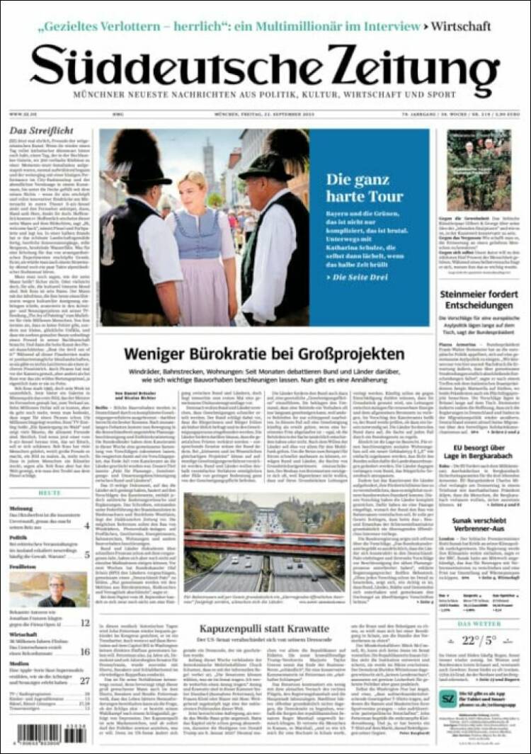 Portada de Sueddeutsche (Germany)