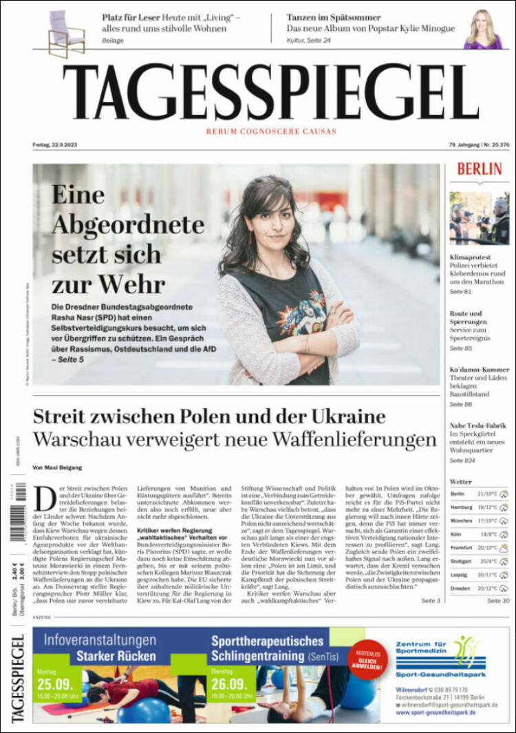 Portada de Der Tagesspiegel (Germany)