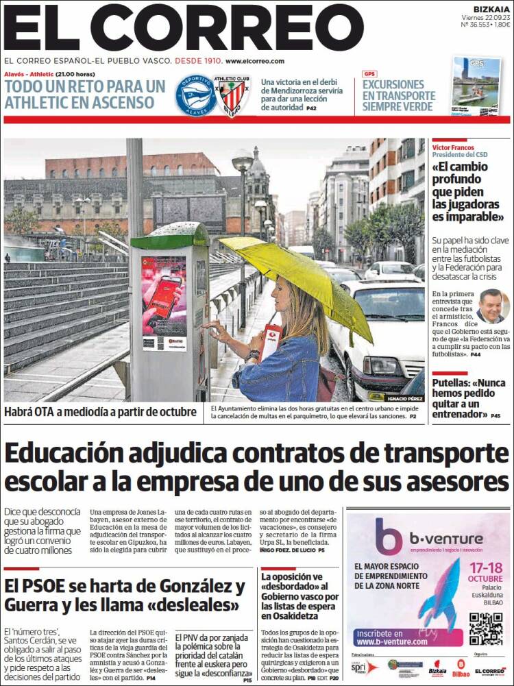 Portada de El Correo (España)