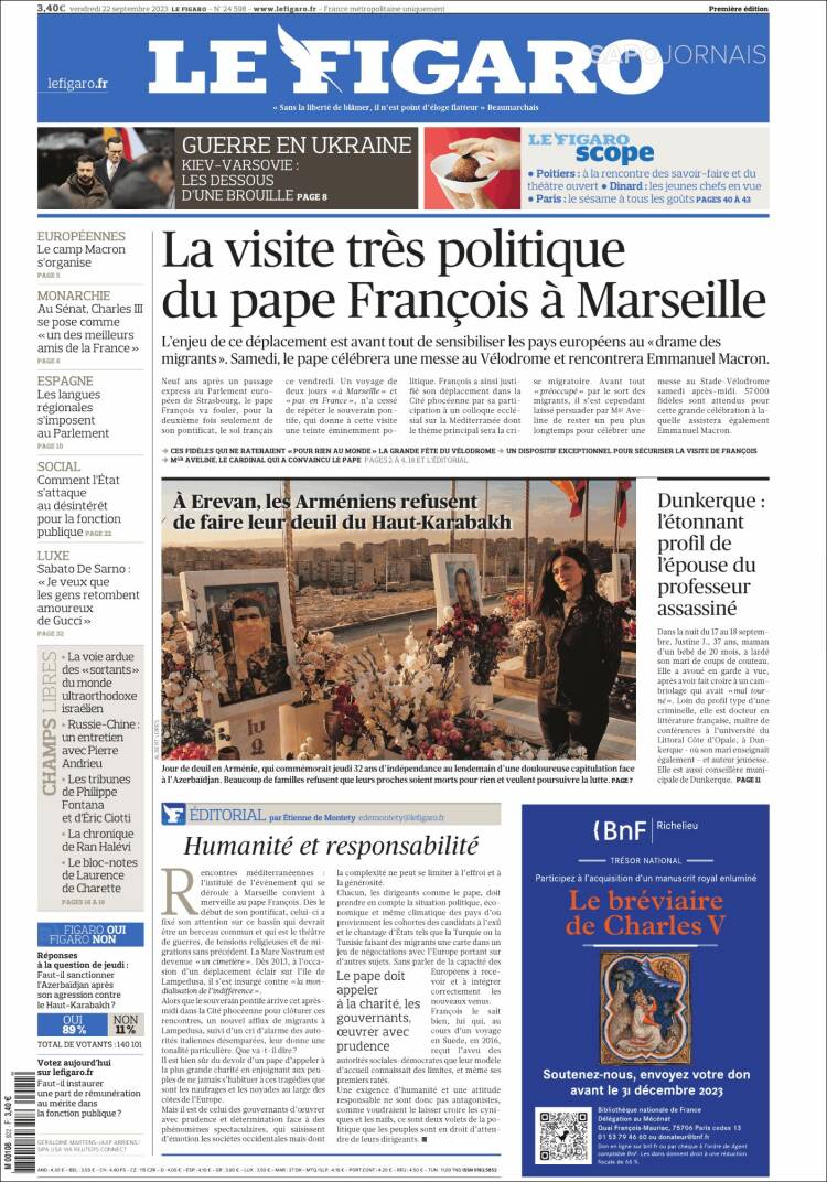 Portada de Le Figaro (Francia)