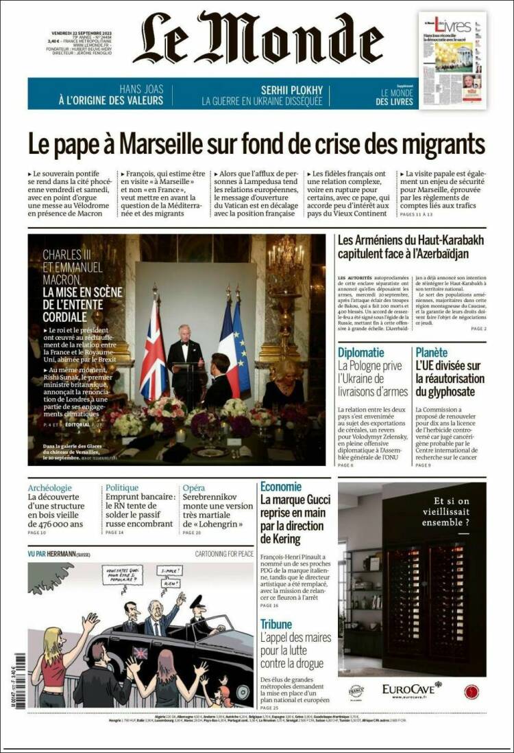 Portada de Le Monde (France)