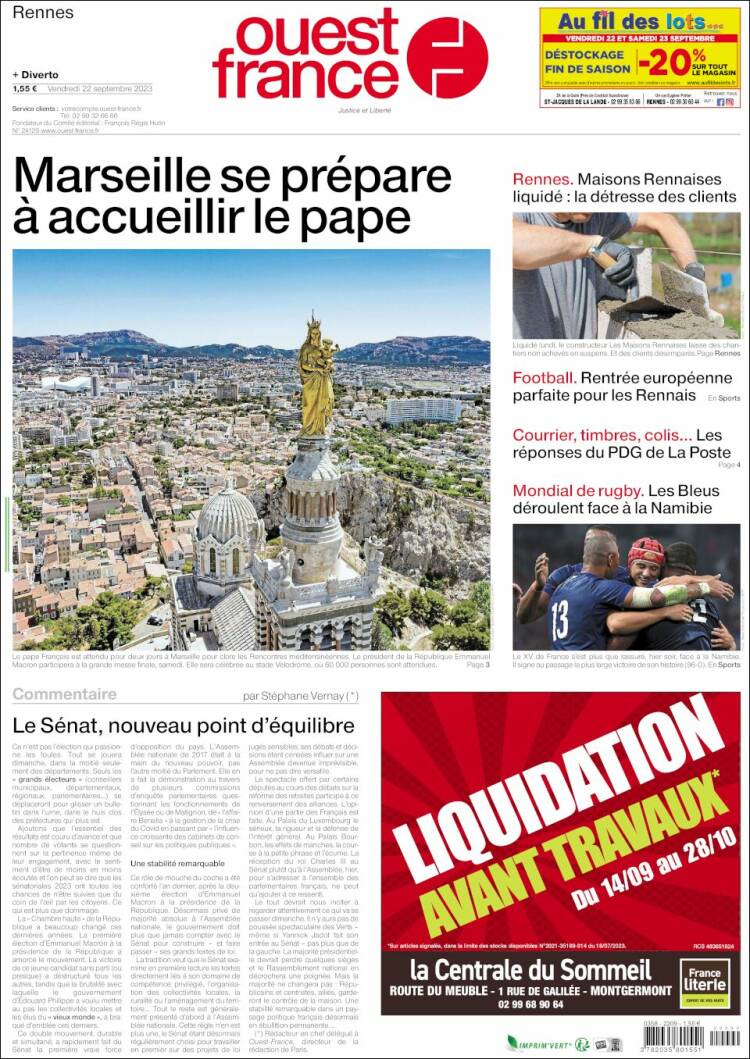 Portada de Ouest France (France)