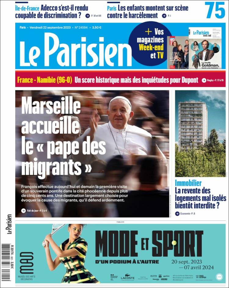 Portada de Le Parisien (France)