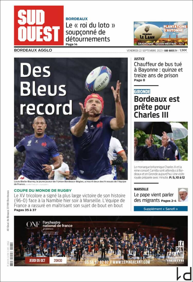 Portada de Sud Ouest (France)