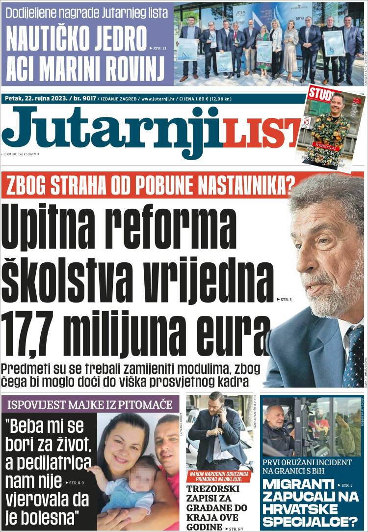 Portada de Jutarnji List (Croatia)