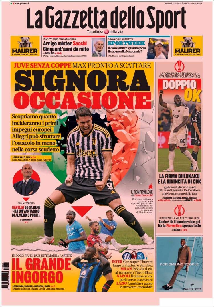 Portada de La Gazzetta dello Sport (Italy)