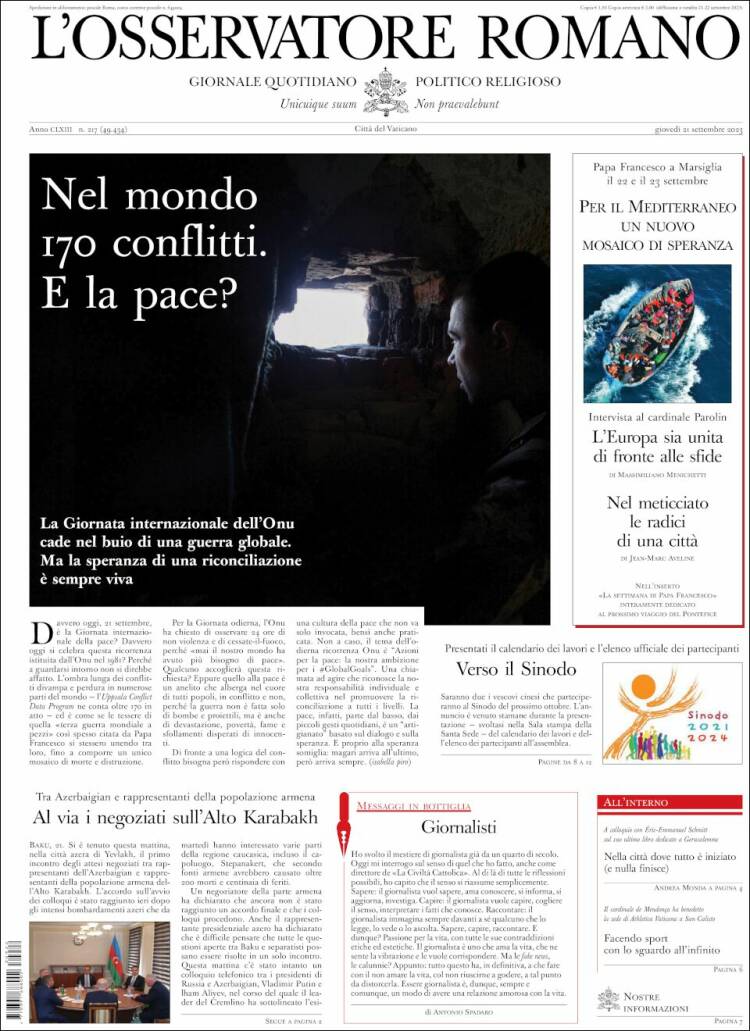 Portada de L'Osservatore Romano (Italy)