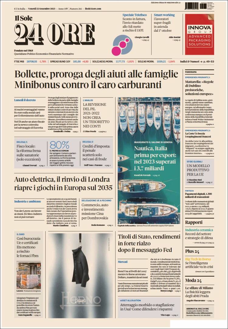 Portada de Il Sole 24 ORE (Italy)