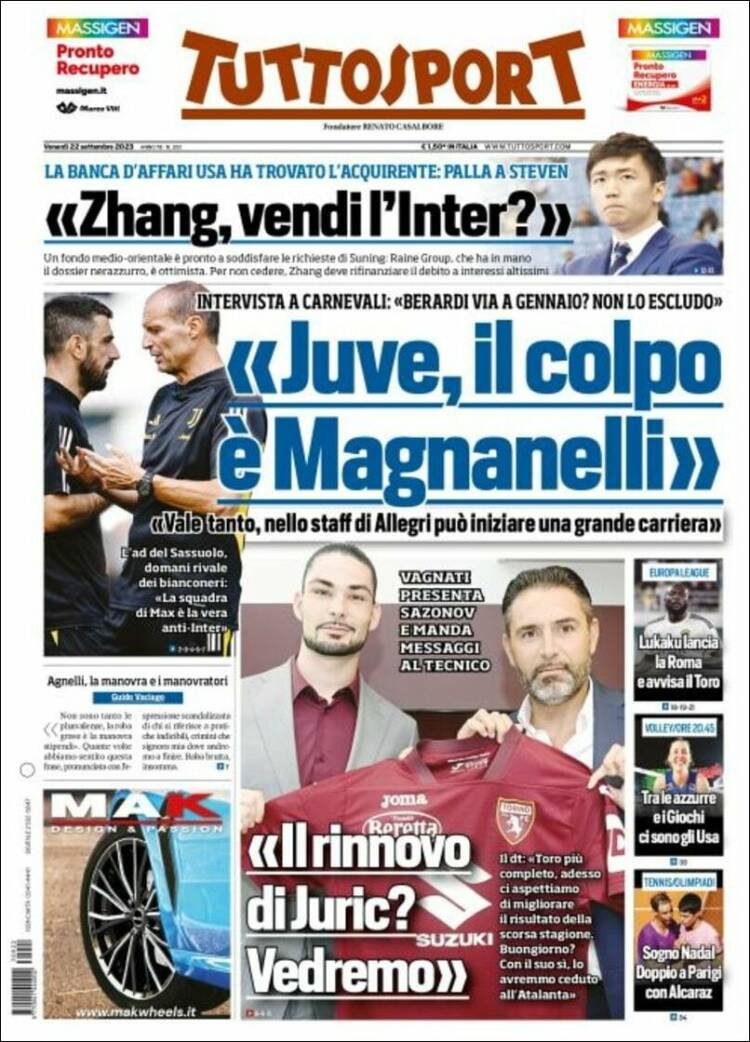 Portada de Tuttosport (Italy)